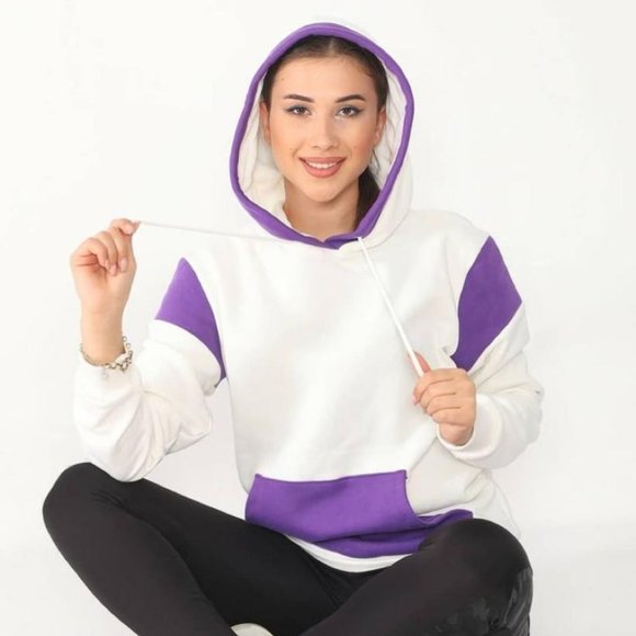 CM Fashion Women Hoodie Long Sleeve with pockets -White - Picture 4 of 9